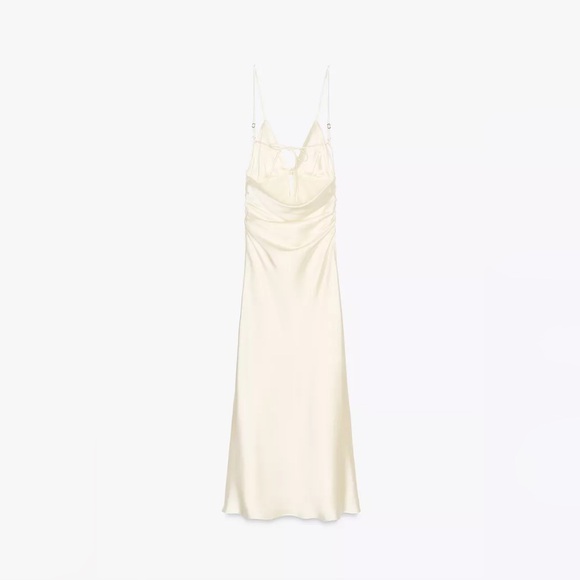 Zara dress midi maxi ivory satin tied slip evening summer wedding party - Picture 16 of 16